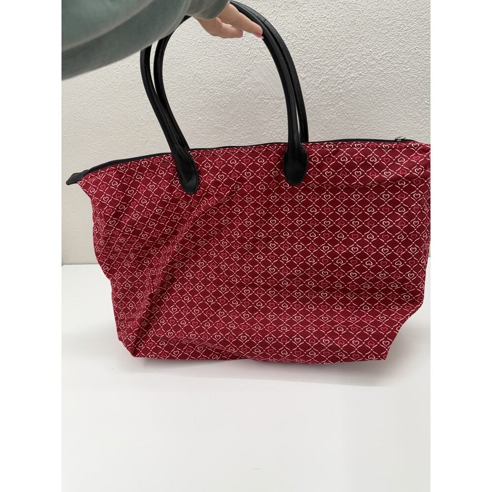 Longaberger Homestead Tote Bag Purse Red Hearts Zip Up Lined - Picture 4 of 15